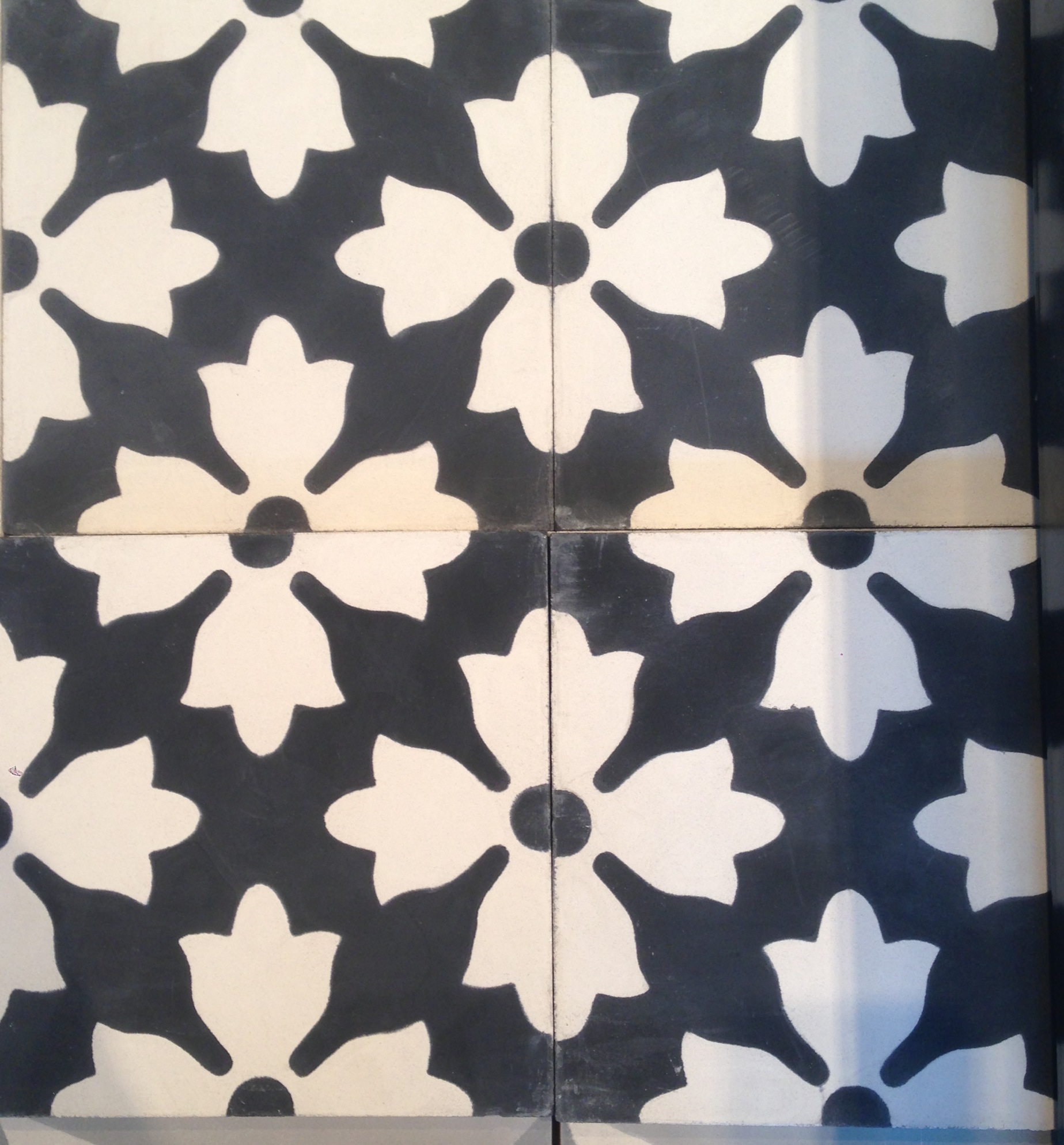 Floral Black Cement Tile